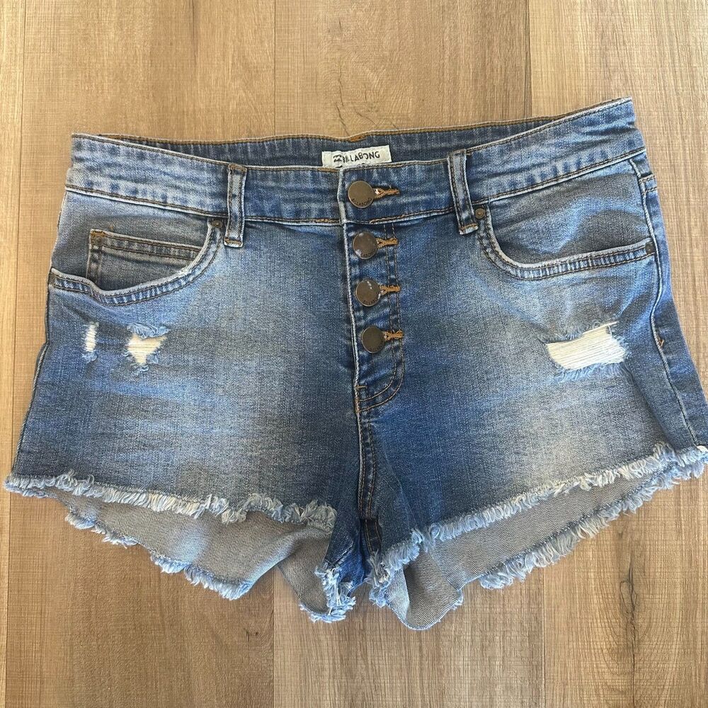 Billabong Womens size 27 Light and medium wash Denim ripped Shorts